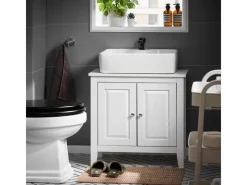 SoBuy Waschbeckenunterschrank Badschrank mit 2 Türen MDF 60x62x30cm Weiß FRG202-W