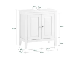 SoBuy Waschbeckenunterschrank Badschrank mit 2 Türen MDF 60x62x30cm Weiß FRG202-W