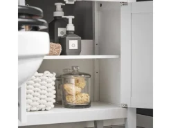 SoBuy Waschbeckenunterschrank Badschrank mit 2 Türen MDF 60x62x30cm Weiß FRG202-W