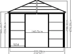 Sojag Insektenschutz^Aluminium Pavillon Castel 12 x 14 Bronze 362 cm x 427 cm x 296 cm
