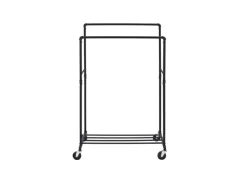 Songmics Doppelkleiderstange mit Rollen und Ablage 50 x 100 x 163 cm Schwarz