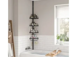 Songmics Regale Massivholz^Duschregal 4 Ablagen 25 cm x 35 cm x 305 cm Schwarz