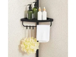 Songmics Regale Massivholz^Duschregal 4 Ablagen 25 cm x 35 cm x 305 cm Schwarz