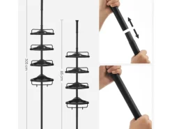 Songmics Regale Massivholz^Duschregal 4 Ablagen 25 cm x 35 cm x 305 cm Schwarz