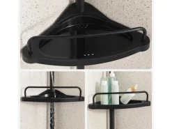 Songmics Regale Massivholz^Duschregal 4 Ablagen 25 cm x 35 cm x 305 cm Schwarz