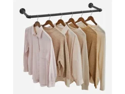 Songmics Garderoben^Kleiderstangen Wandbefestigung 2er Set 92 cm x 30 cm x 7 cm Schwarz