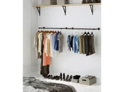 Songmics Garderoben^Kleiderstangen Wandbefestigung 2er Set 92 cm x 30 cm x 7 cm Schwarz