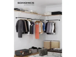 Songmics Garderoben^Kleiderstangen Wandbefestigung 2er Set 92 cm x 30 cm x 7 cm Schwarz