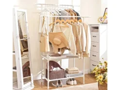 Songmics Garderoben^Kleiderständer 2 Ablagen 47 cm x 117 cm x 176 cm Weiß