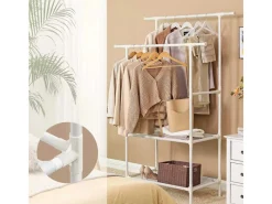 Songmics Garderoben^Kleiderständer 2 Ablagen 47 cm x 117 cm x 176 cm Weiß