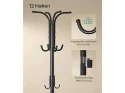 Songmics Kleiderständer mit Regenschirmständer Ø 40 cm x 175 cm Schwarz