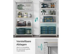 Songmics Kellerregale^Lagerregal 50 cm x 100 cm x 200 cm Silber