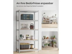 Songmics Kellerregale^Lagerregal 50 cm x 100 cm x 200 cm Silber