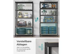 Songmics Kellerregale^Lagerregal 50 cm x 100 cm x 200 cm Schwarz