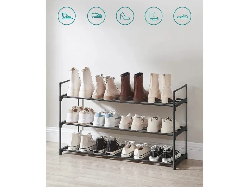 Songmics Metallregal 3 Ebenen 30 cm x 92 cm x 54 cm Schwarz