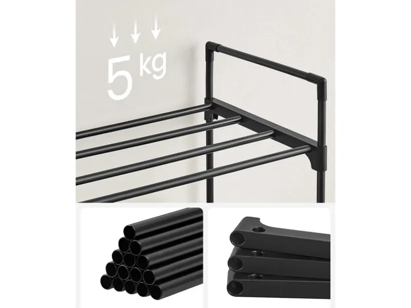 Songmics Metallregal 3 Ebenen 30 cm x 92 cm x 54 cm Schwarz