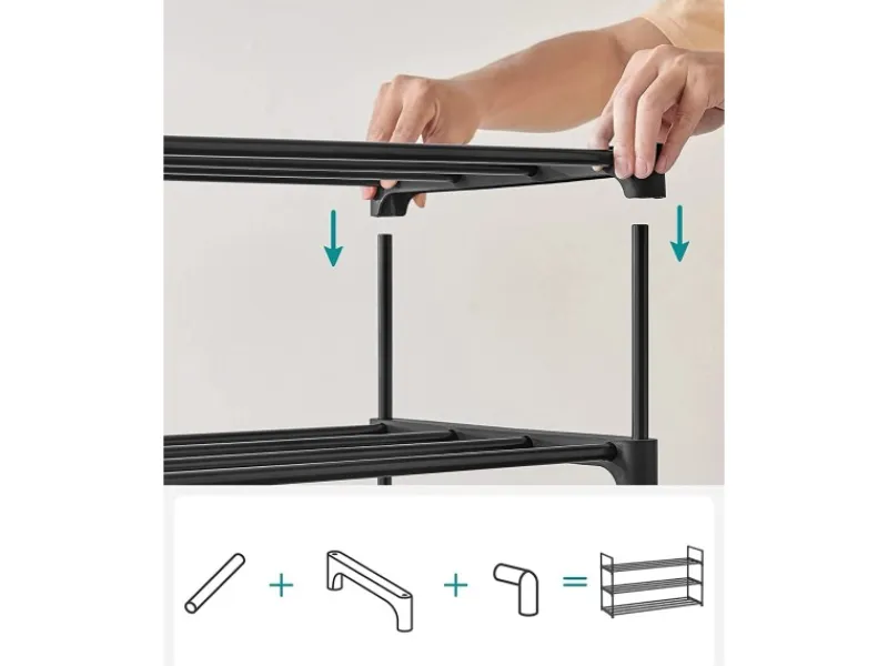 Songmics Metallregal 3 Ebenen 30 cm x 92 cm x 54 cm Schwarz