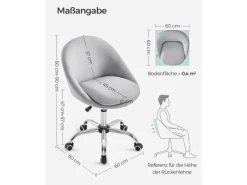 Songmics Schreibtischstuhl Höhenverstellbar Grau