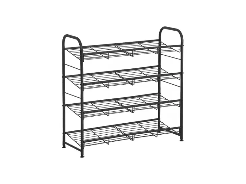 Songmics Schuhregal 4 Ablagen 68,5 cm x 27,5 cm x 65 cm Schwarz