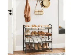 Songmics Schuhregal 4 Ablagen 68,5 cm x 27,5 cm x 65 cm Schwarz