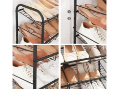 Songmics Schuhregal 4 Ablagen 68,5 cm x 27,5 cm x 65 cm Schwarz