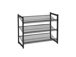 Songmics Schuhregal 3 Ebenen 74 cm x 62,8 cm x 30,7 cm Schwarz