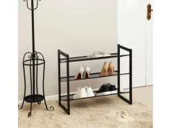 Songmics Schuhregal 3 Ebenen 74 cm x 62,8 cm x 30,7 cm Schwarz