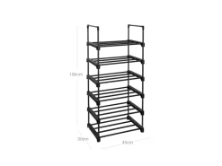 Songmics Regale Massivholz|Regale Schwarz^Schuhregal 6 Ebenen 30 cm x 45 cm x 106 cm Schwarz