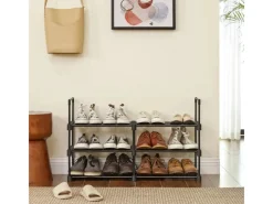 Songmics Regale Massivholz|Regale Schwarz^Schuhregal 6 Ebenen 30 cm x 45 cm x 106 cm Schwarz