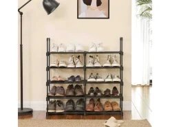 Songmics Regale Massivholz|Regale Schwarz^Schuhregal 10 Ebenen 30 cm x 45 cm x 174 cm Schwarz