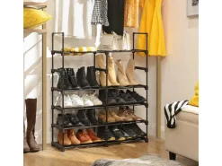 Songmics Regale Massivholz|Regale Schwarz^Schuhregal 10 Ebenen 30 cm x 45 cm x 174 cm Schwarz