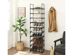 Songmics Regale Massivholz|Regale Schwarz^Schuhregal 10 Ebenen 30 cm x 45 cm x 174 cm Schwarz