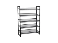 Songmics Regale Massivholz^Schuhregal 5 Ebenen 74 cm x 104 x 30,7 cm Schwarz