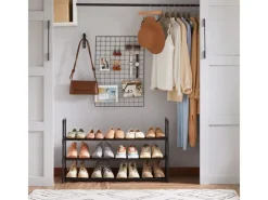 Songmics Schuhregal 3 Ebenen 30 cm x 92 cm x 55 cm Schwarz