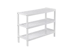 Songmics Regale Massivholz|Aufbewahrung^Schuhregal 3 Ebenen Bambus 26 cm x 70 cm x 55 cm Weiß