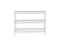 Songmics Regale Massivholz|Aufbewahrung^Schuhregal 3 Ebenen Bambus 26 cm x 70 cm x 55 cm Weiß