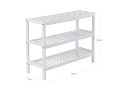 Songmics Regale Massivholz|Aufbewahrung^Schuhregal 3 Ebenen Bambus 26 cm x 70 cm x 55 cm Weiß