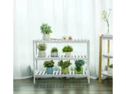 Songmics Regale Massivholz|Aufbewahrung^Schuhregal 3 Ebenen Bambus 26 cm x 70 cm x 55 cm Weiß