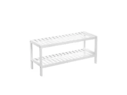 Songmics Regale Massivholz|Bücherregale^Schuhregal Bambus 26 cm x 70 cm x 33 cm Weiß