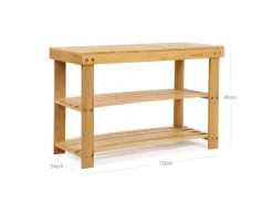 Songmics Schuhregal mit Sitzbank 70 cm x 28 cm x 45 cm Naturfarben