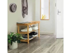 Songmics Schuhregal mit Sitzbank 70 cm x 28 cm x 45 cm Naturfarben