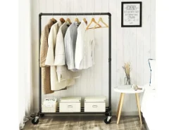 Songmics Schwerlastkleiderständer mit Rollen 40 cm x 120 cm x 156 cm Weiß