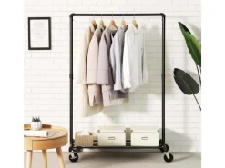 Songmics Schwerlastkleiderständer mit Rollen 40 cm x 120 cm x 156 cm Weiß