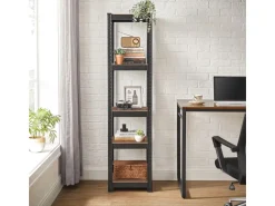 Songmics Kellerregale^Schwerlastregal 37 cm x 37 cm x 150 cm Braun-Schwarz