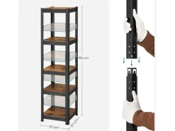 Songmics Kellerregale^Schwerlastregal 37 cm x 37 cm x 150 cm Braun-Schwarz