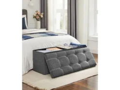 Songmics Sitzbank mit Stauraum 110 cm x 38 cm x 38 cm Grau