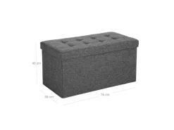 Songmics Sitzbank mit Stauraum 38 cm x 76 cm x 38 cm Grau