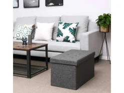 Songmics Sitzbank mit Stauraum 38 cm x 76 cm x 38 cm Grau