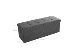 Songmics Sitzbänke^Sitzbank mit Stauraum 38 cm x 110 cm x 38 cm Dunkelgrau