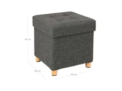 Songmics Hocker^Sitzhocker mit Stauraum 38 cm x 38 cm x 40 cm Grau